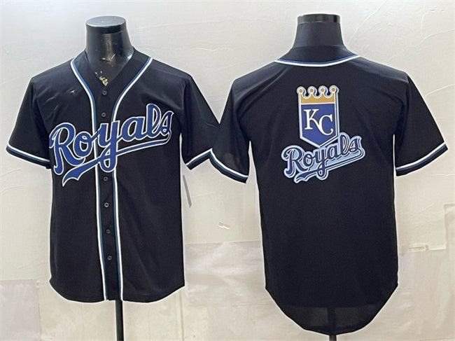 Kansas City Royals Team Big Logo 2026 Fashion Replica Black Out Stitched Jerseys - Main View