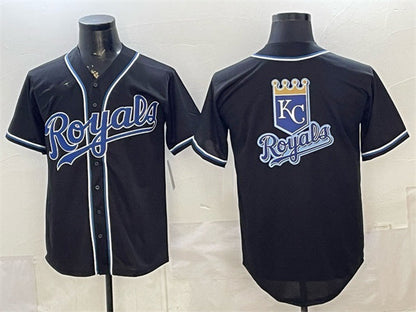Kansas City Royals Team Big Logo 2026 Fashion Replica Black Out Stitched Jerseys - Main View