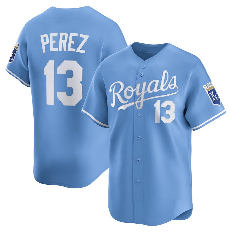 Kansas City Royals #13 Salvador Perez Alternate Limited Player Jersey - Light Blue Stitched Baseball Jersey - Main View