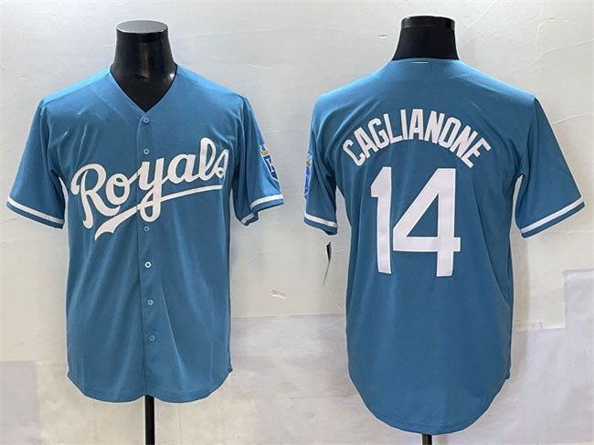 Kansas City Royals #14 Jac Caglianone Light Blue Cool Base Stitched Baseball Jersey - Main View