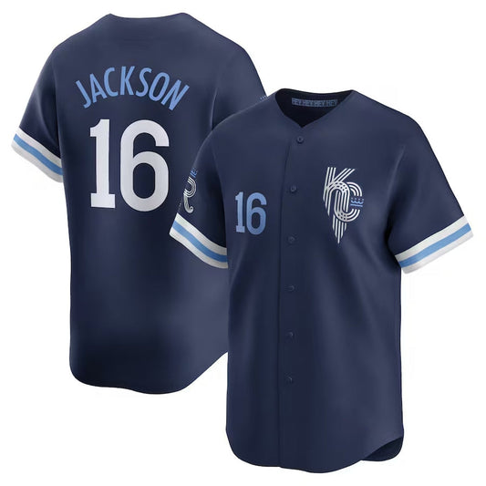 Kansas City Royals #16 Bo Jackson City Connect Retired Player Jersey - Navy Stitched Baseball Jersey - Main View