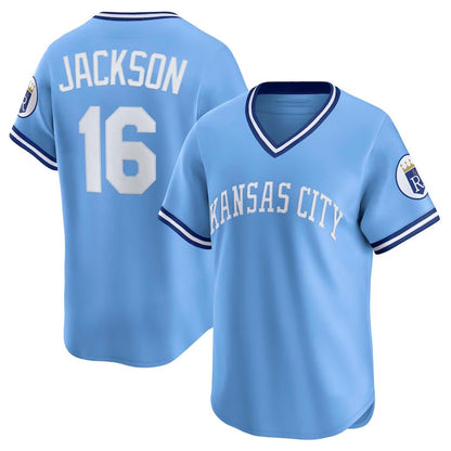Kansas City Royals #16 Bo Jackson Throwback Cooperstown Collection Limited Jersey - Light Blue Stitched Baseball Jersey - Main View