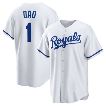 Kansas City Royals #1 Dad Home Replica Jersey - White Stitched Baseball Jersey - Main View