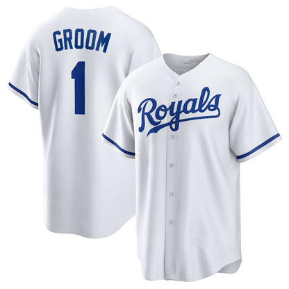 Kansas City Royals #1 Groom Home Replica Jersey - White Stitched Baseball Jersey - Main View