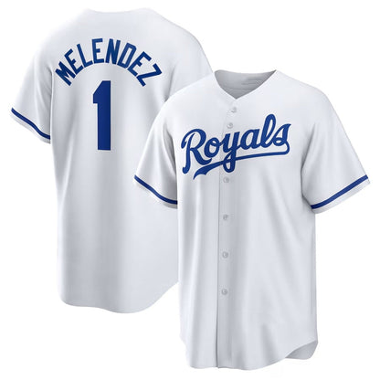 Kansas City Royals #1 MJ Melendez Home Replica Jersey - White Stitched Baseball Jersey - Main View