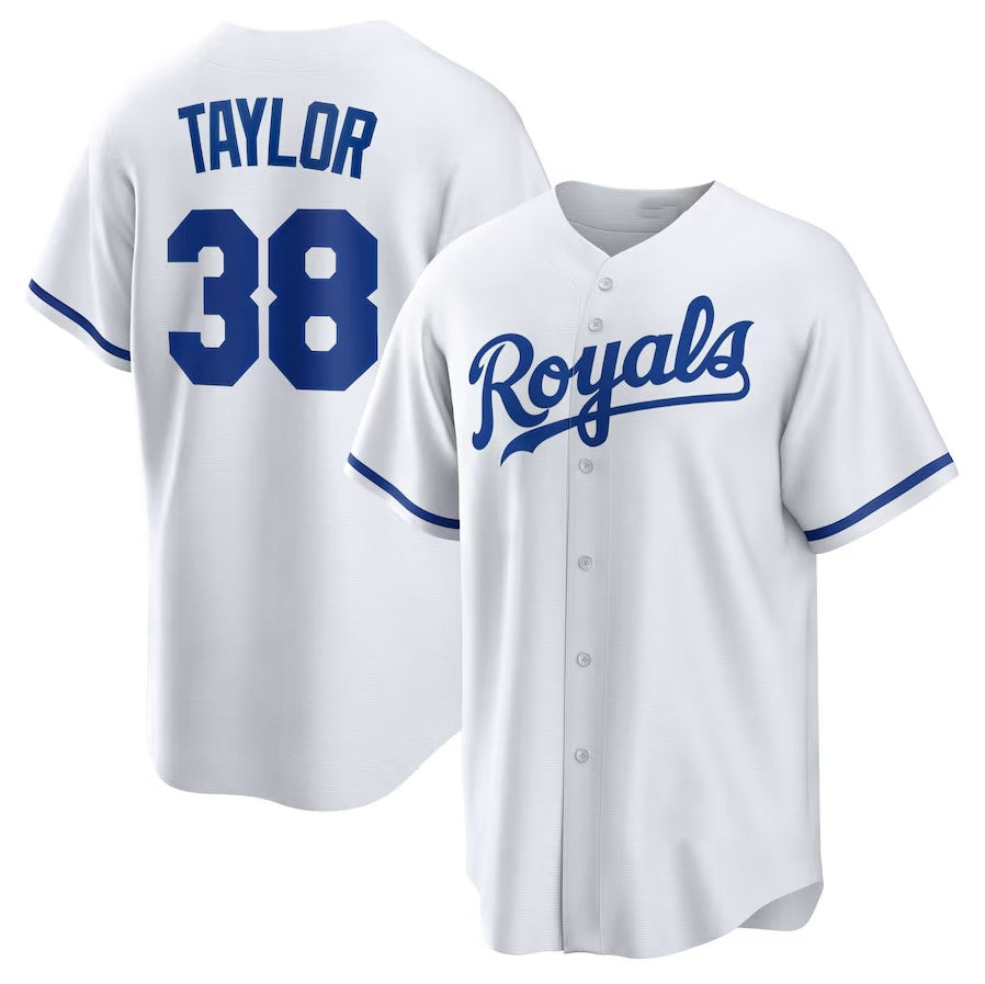 Kansas City Royals #38 Josh Taylor Home Replica Player Jersey - White Stitched Baseball Jersey - Main View