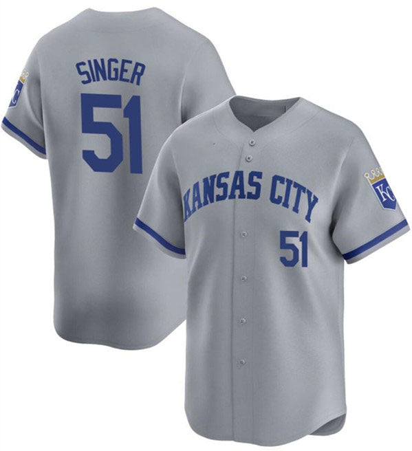 Kansas City Royals #51 Brady Singer Gray Away Stitched Baseball Jersey - Main View