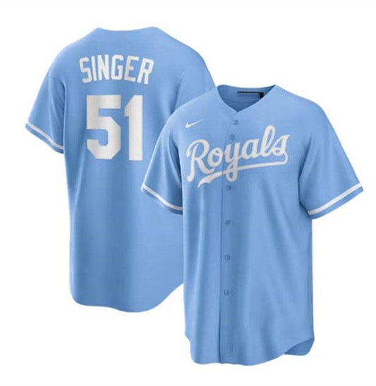 Kansas City Royals #51 Brady Singer Light Blue Stitched Baseball Jersey - Main View