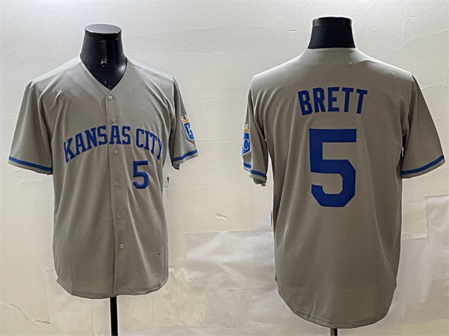 Kansas City Royals #5 George Brett Gray 2024 Away Limited Stitched Baseball Jersey - Main View