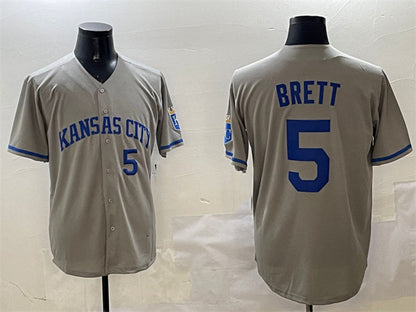 Kansas City Royals #5 George Brett Gray 2024 Away Limited Stitched Baseball Jersey - Main View