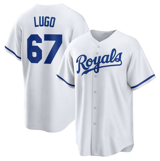 Kansas City Royals #67 Seth Lugo Home Replica Jersey - White Stitched Baseball Jersey - Main View