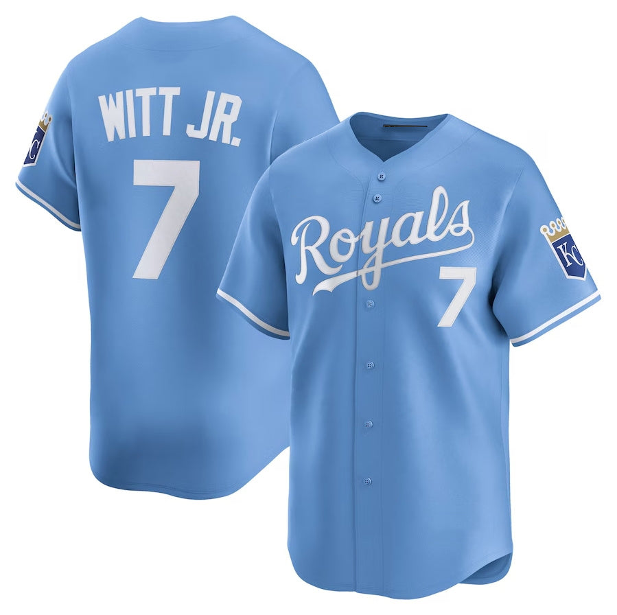Kansas City Royals #7 Bobby Witt Jr. Alternate Limited Player Jersey - Light Blue Stitched Baseball Jersey - Main View