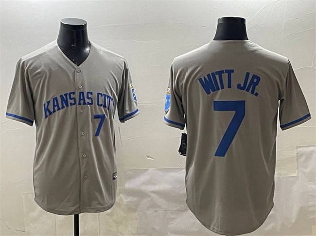 Kansas City Royals #7 Bobby Witt Jr. Gray 2024 Away Limited Stitched Baseball Jersey - Main View