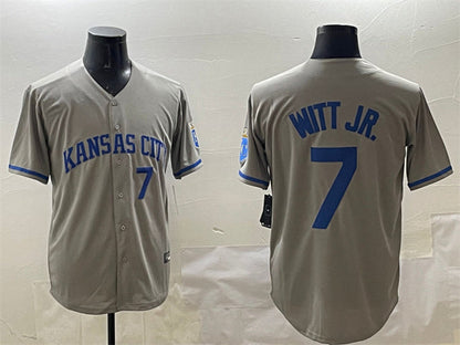 Kansas City Royals #7 Bobby Witt Jr. Gray 2024 Away Limited Stitched Baseball Jersey - Main View