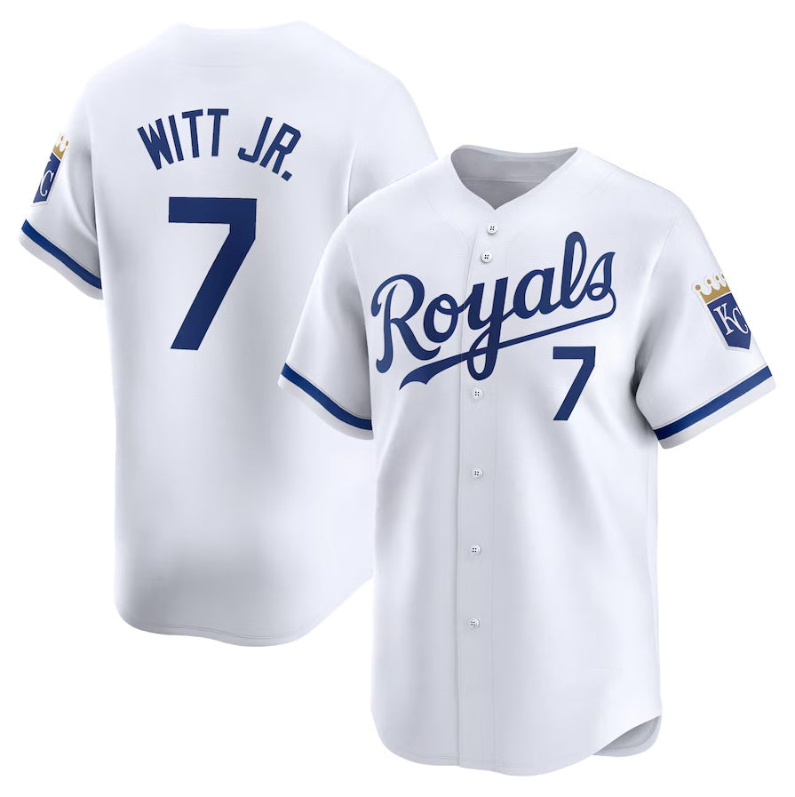 Kansas City Royals #7 Bobby Witt Jr. Home Limited Player Jersey - White Stitched Baseball Jersey - Main View
