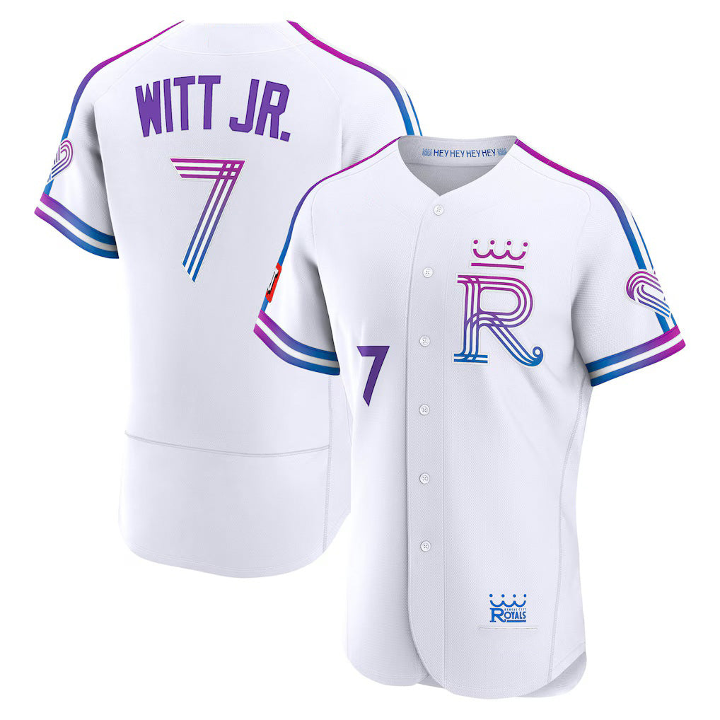 Kansas City Royals #7 Bobby Witt Jr. White 2026 City Connect Authentic Sponsor Patch Stitched Baseball Jersey - Main View