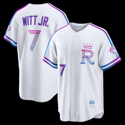 Kansas City Royals #7 Bobby Witt Jr. White 2026 City Connect Stadium Stitched Baseball Jersey - Main View