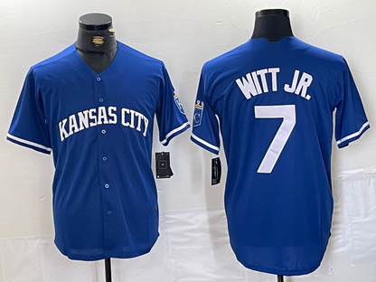 Kansas City Royals #7 Bobby Witt Jr Blue Cool Base Stitched Baseball Jersey - Main View