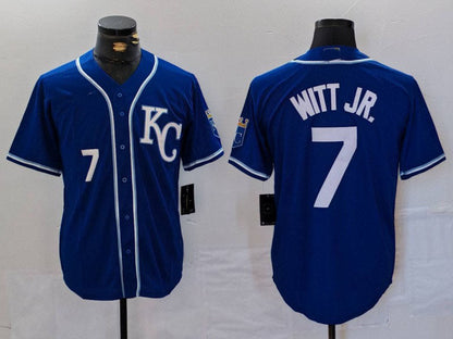 Custom Kansas City Royals #7 Bobby Witt Jr Number Royal Cool Base Stitched Baseball Jersey - Main View