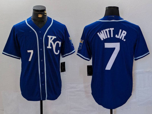 Custom Kansas City Royals #7 Bobby Witt Jr Number Royal Cool Base Stitched Baseball Jersey - Main View