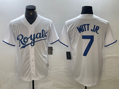 Kansas City Royals #7 Bobby Witt Jr Number White Cool Base Stitched Baseball Jersey - Main View