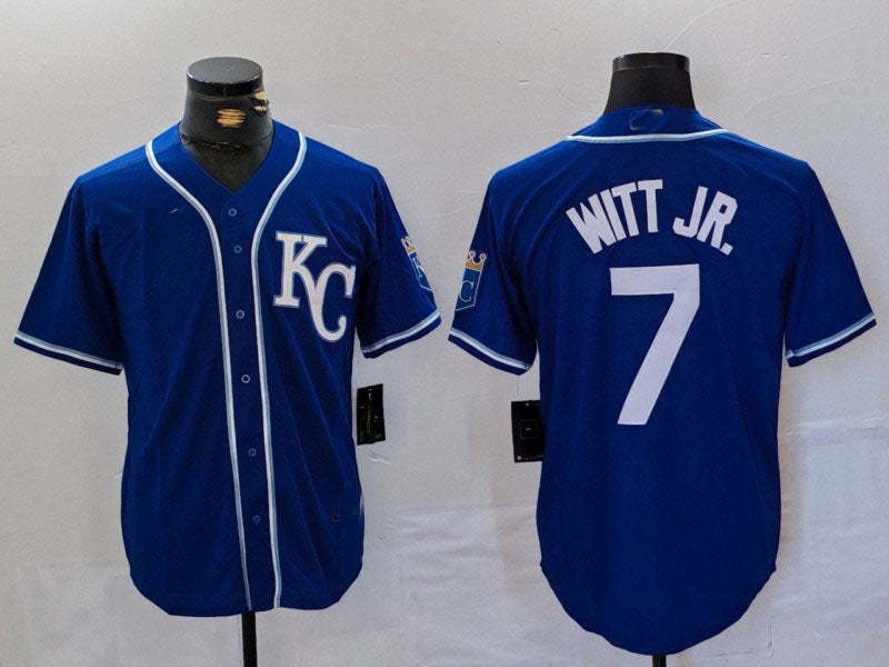 Kansas City Royals #7 Bobby Witt Jr Royal Cool Base Stitched Baseball Jersey - Main View