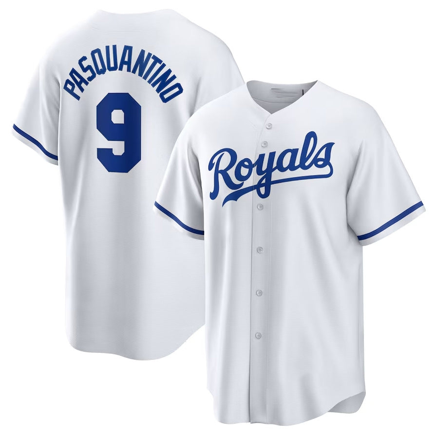 Kansas City Royals #9 Vinnie Pasquantino Home Replica Jersey - White Stitched Baseball Jersey - Main View