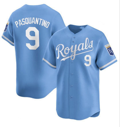 Kansas City Royals #9 Vinnie Pasquantino Light Blue 2024 Alternate Limited Stitched Baseball Jersey - Main View