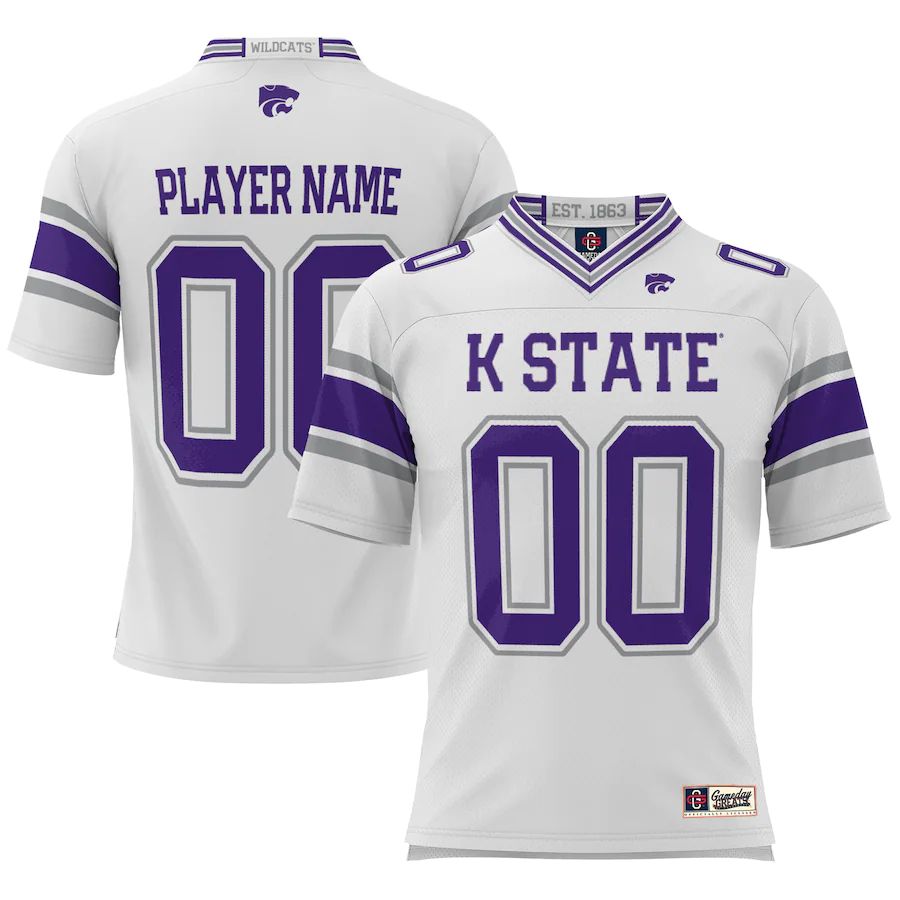 Custom K.State Wildcats ProSphere NIL Pick-A-Player Football Jersey White American Stitched College Jerseys - Main View