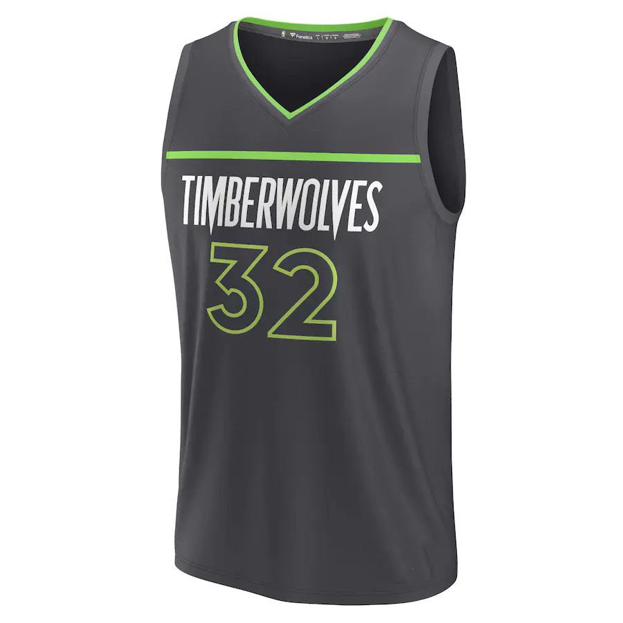 M.Timberwolves #32 Karl-Anthony Towns Fanatics Branded 2022-23 Fast Break Replica Jersey  Anthracite Statement Edition Stitched American Basketball Jersey view 2