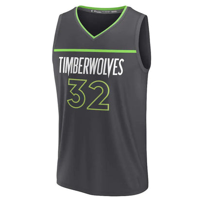 M.Timberwolves #32 Karl-Anthony Towns Fanatics Branded 2022-23 Fast Break Replica Jersey  Anthracite Statement Edition Stitched American Basketball Jersey view 2