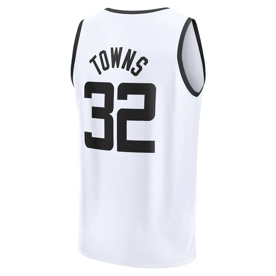 M.Timberwolves #32 Karl-Anthony Towns Fanatics Branded 2022-23 Fastbreak Jersey City Edition White Stitched American Basketball Jersey - Main View