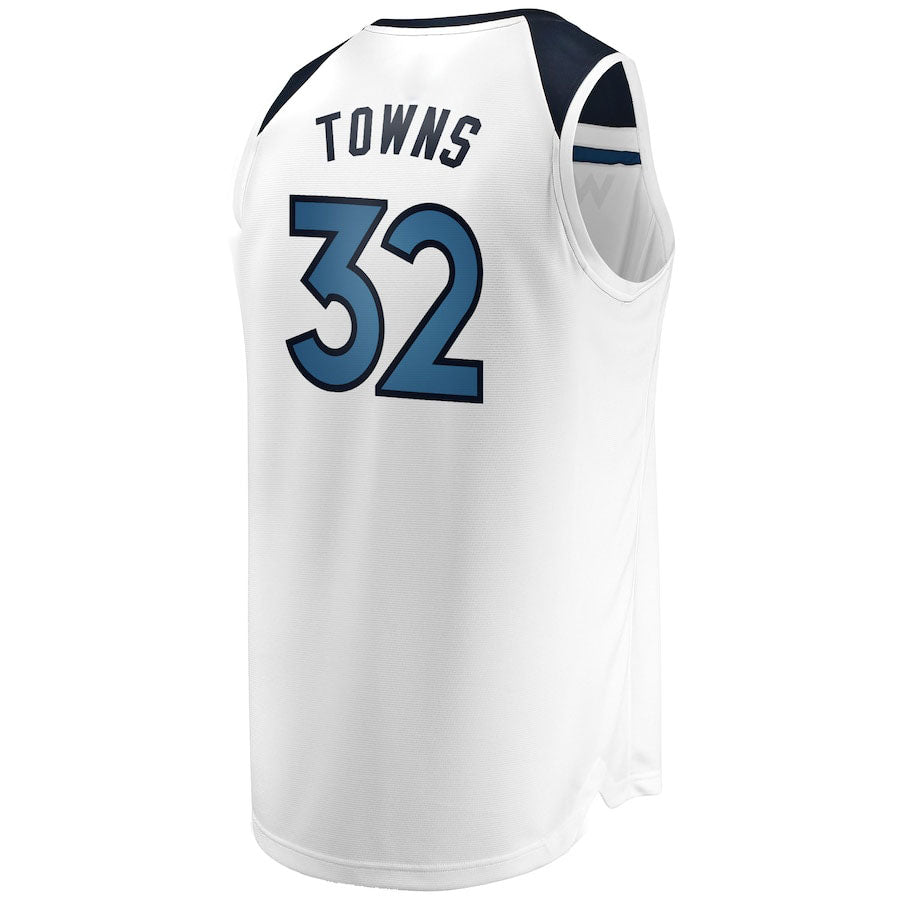 M.Timberwolves #32 Karl-Anthony Towns Fanatics Branded Fast Break Replica Jersey Association Edition White Stitched American Basketball Jersey - Main View