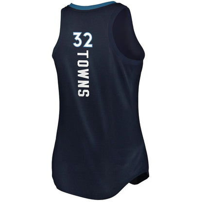 M.Timberwolves #32 Karl-Anthony Towns Fanatics Branded Women's Fast Break Tank Jersey Navy Stitched American Basketball Jersey - Main View