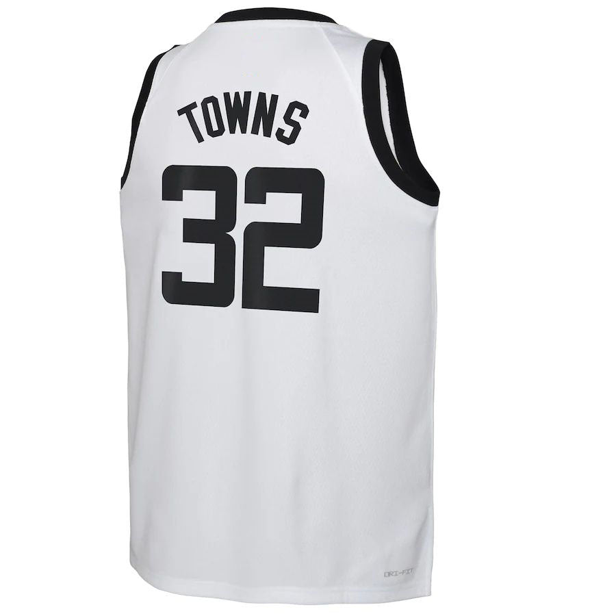 M.Timberwolves #32 Karl-Anthony Towns 2022-23 Swingman Jersey City Edition White Stitched American Basketball Jersey - Main View