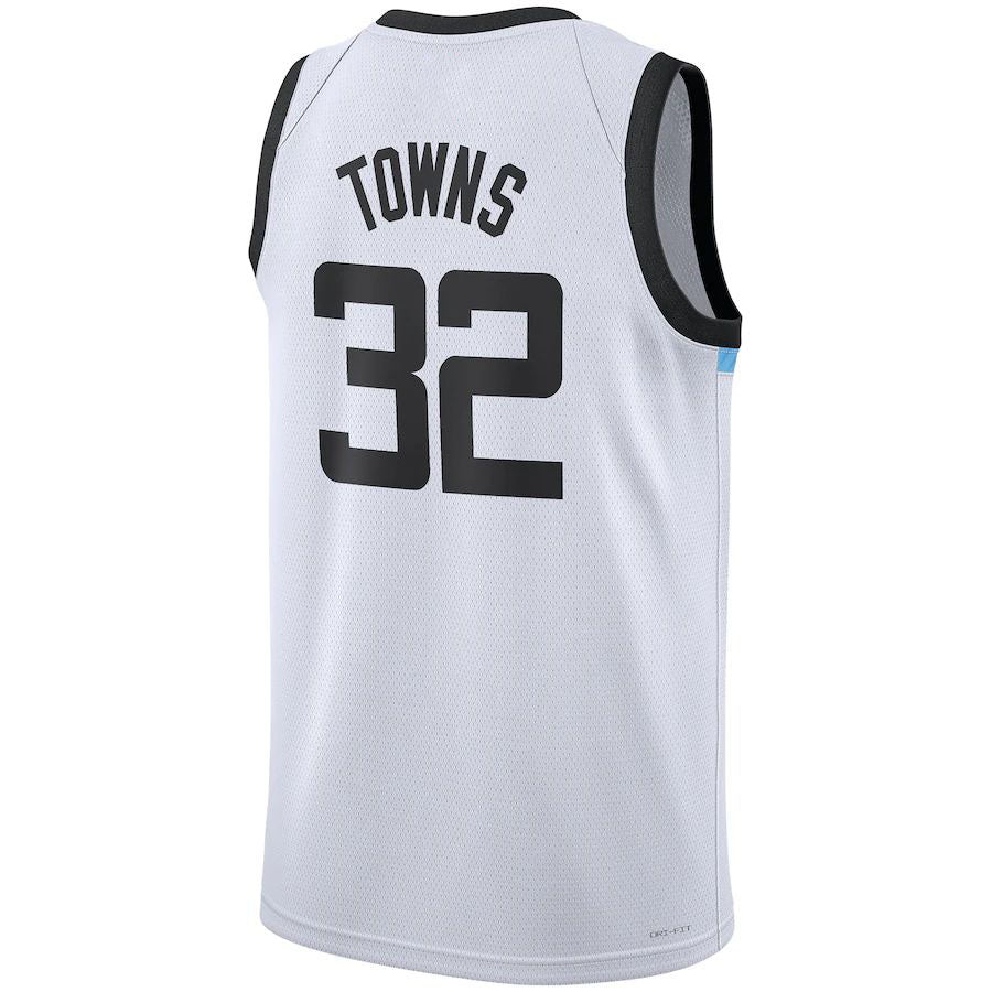 M.Timberwolves #32 Karl-Anthony Towns Unisex 2022-23 Swingman Jersey City Edition White Stitched American Basketball Jersey - Main View