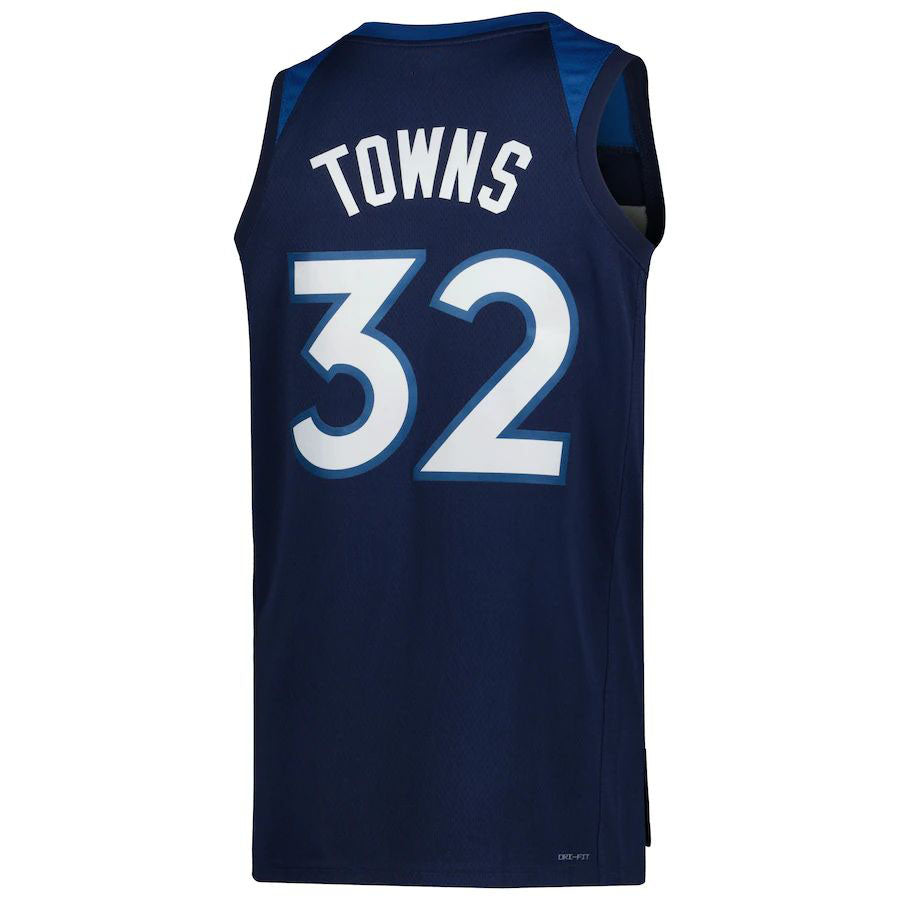 M.Timberwolves #32 Karl-Anthony Towns Unisex 2022-23 Swingman Jersey Icon Edition Navy Stitched American Basketball Jersey - Main View
