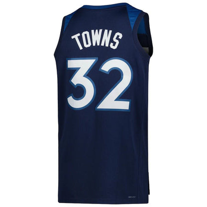 M.Timberwolves #32 Karl-Anthony Towns Unisex 2022-23 Swingman Jersey Icon Edition Navy Stitched American Basketball Jersey - Main View