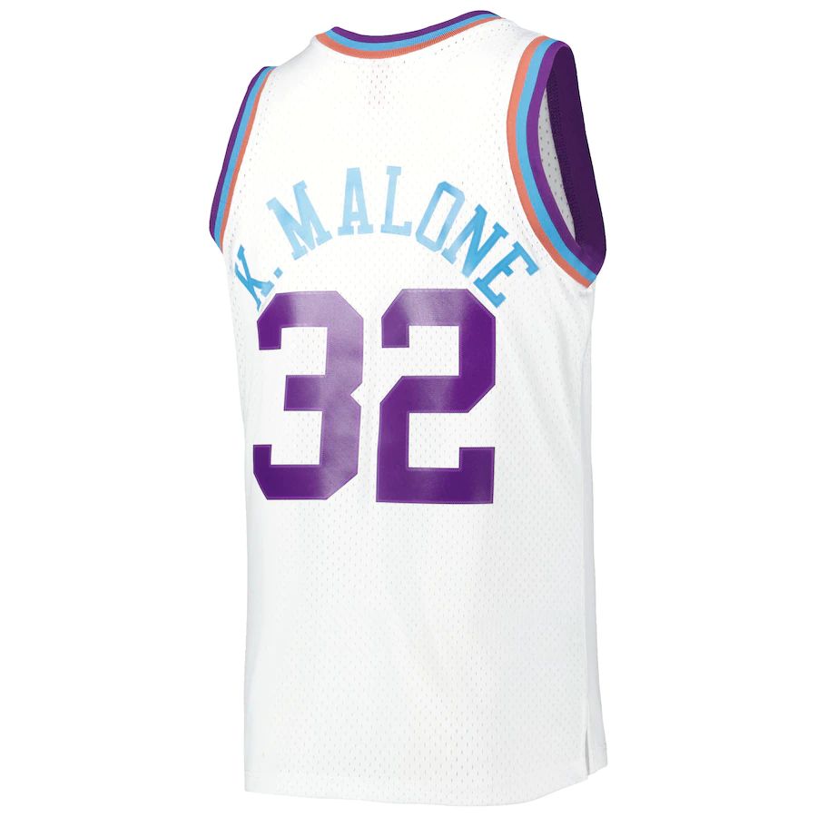 U.Jazz #32 Karl Malone Mitchell & Ness 1991-92 Hardwood Classics Reload 3.0 Swingman Jersey White Stitched American Basketball Jersey - Main View