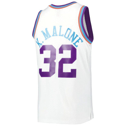 U.Jazz #32 Karl Malone Mitchell & Ness 1991-92 Hardwood Classics Reload 3.0 Swingman Jersey White Stitched American Basketball Jersey - Main View