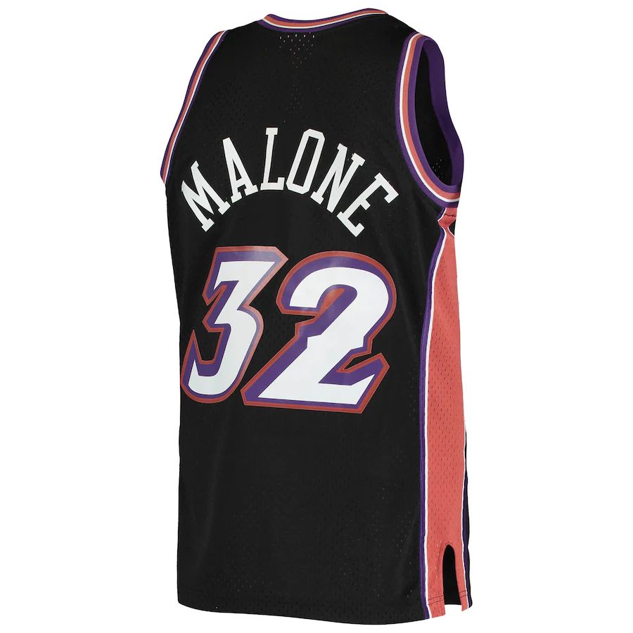 U.Jazz #32 Karl Malone Mitchell & Ness 1998-99 Hardwood Classics Swingman Jersey Black Stitched American Basketball Jersey - Main View