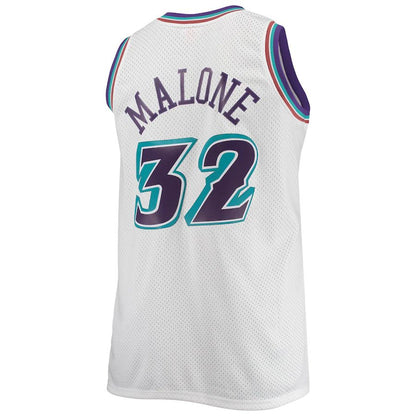 U.Jazz #32 Karl Malone Mitchell & Ness Big & Tall Hardwood Classics Jersey White Stitched American Basketball Jersey - Main View