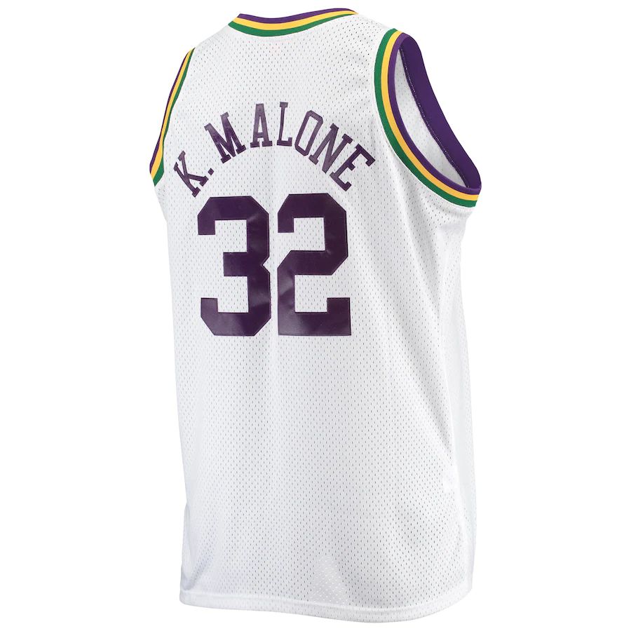 U.Jazz #32 Karl Malone Mitchell & Ness Big & Tall Hardwood Classics Swingman Jersey White Stitched American Basketball Jersey - Main View