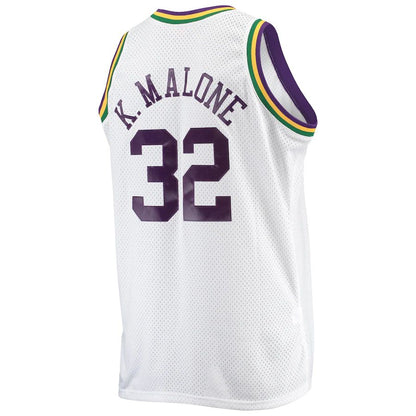 U.Jazz #32 Karl Malone Mitchell & Ness Big & Tall Hardwood Classics Swingman Jersey White Stitched American Basketball Jersey - Main View