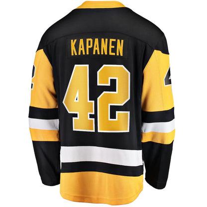 P.Penguins #42 Kasperi Kapanen Fanatics Branded Home Breakaway Jersey Black Stitched American Hockey Jerseys - Main View