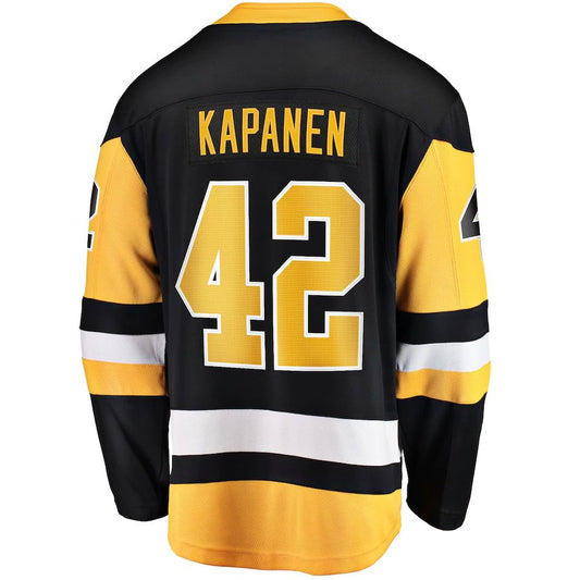 P.Penguins #42 Kasperi Kapanen Fanatics Branded Home Breakaway Jersey Black Stitched American Hockey Jerseys - Main View