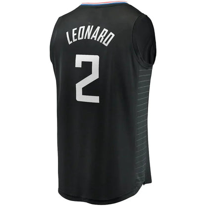 LA.Clippers #2 Kawhi Leonard Fanatics Branded 2020-21 Fast Break Player Jersey  Black Statement Edition Stitched American Basketball Jersey - Main View