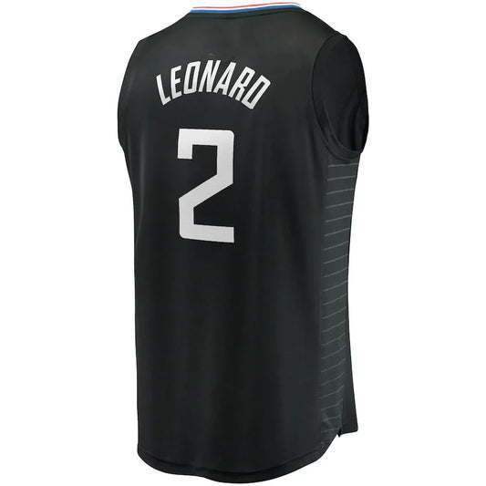 LA.Clippers #2 Kawhi Leonard Fanatics Branded 2020-21 Fast Break Player Jersey  Black Statement Edition Stitched American Basketball Jersey - Main View