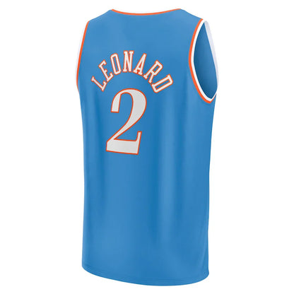 LA.Clippers #2 Kawhi Leonard Fanatics Branded 2021-22 Fast Break Replica Jersey City Edition Light Blue Stitched American Basketball Jersey - Main View