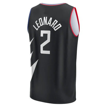 LA.Clippers #2 Kawhi Leonard Fanatics Branded 2021-22 Fast Break Player Jersey Black Statement Edition Stitched American Basketball Jersey - Main View